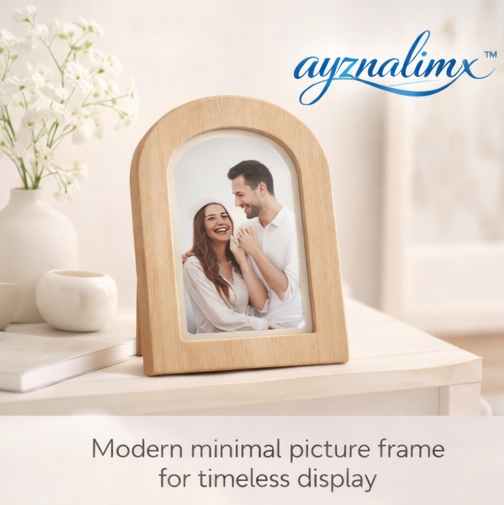 ayznalimx™ Arched Wooden Photo Frame, Modern Minimal Picture Frame for Shelf, Desk, Bedroom & Entryway Decor