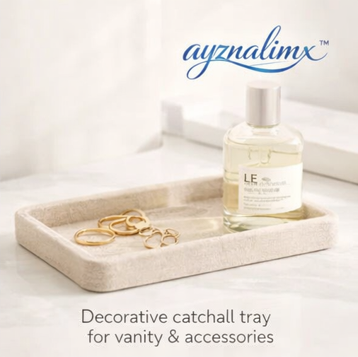 ayznalimx™ Travertine Style Jewelry Tray, Decorative Catchall Tray for Vanity, Bathroom Counter, Perfume & Accessories