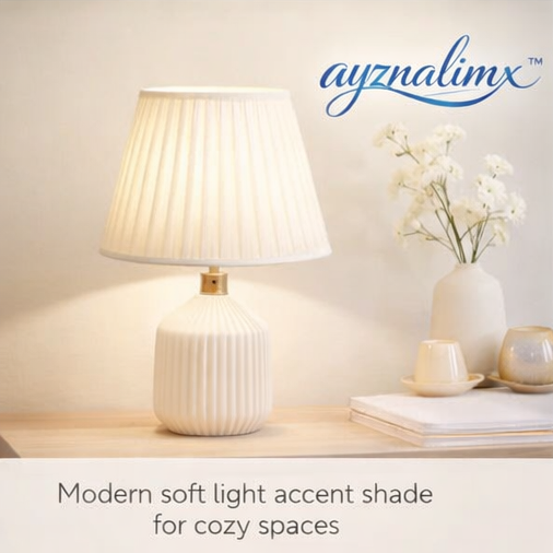 ayznalimx™ Linen Pleated Table Lamp Shade, Modern Soft Light Accent Shade for Bedroom, Living Room & Reading Nook
