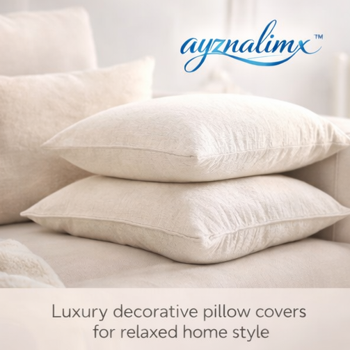ayznalimx™ Stonewashed Linen Cushion Cover Set, Luxury Decorative Pillow Covers for Sofa, Bed, Lounge Chair & Home Styling