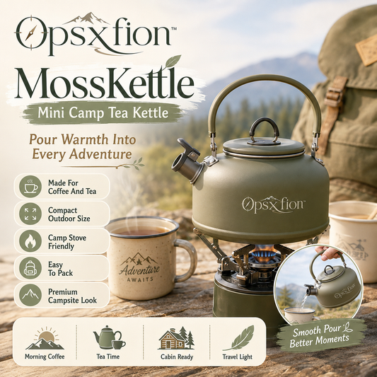 Opsxfion™ MossKettle Mini Camp Tea Kettle, Small Camping Kettle, Outdoor Coffee Pot, Portable Boiling Kettle