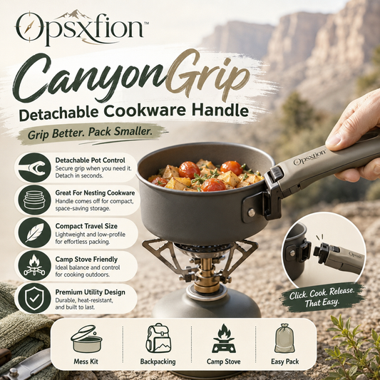 Opsxfion™ CanyonGrip Detachable Cookware Handle, Camping Pot Handle, Pan Gripper, Outdoor Cookware Accessory
